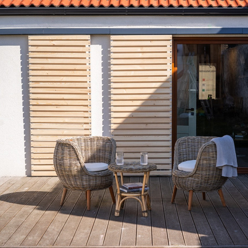 Sliding Outdoor Sunscreen for Terraces with Aluminum Frame - Natural wood