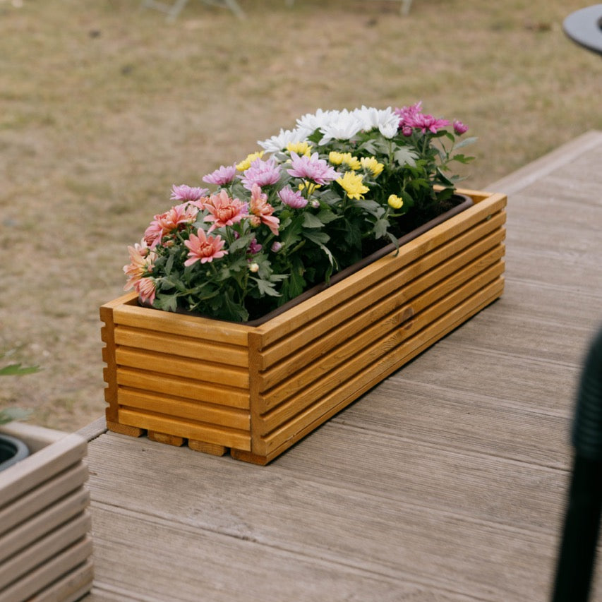 Drvena žardinjera s plastičnim uloškom - 64 cm × 24 cm