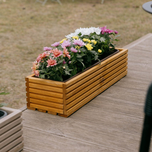 Drvena žardinjera s plastičnim uloškom - 64 cm × 24 cm