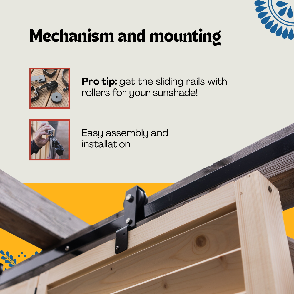 Sliding Outdoor Sunscreen for Terraces - Natural wood