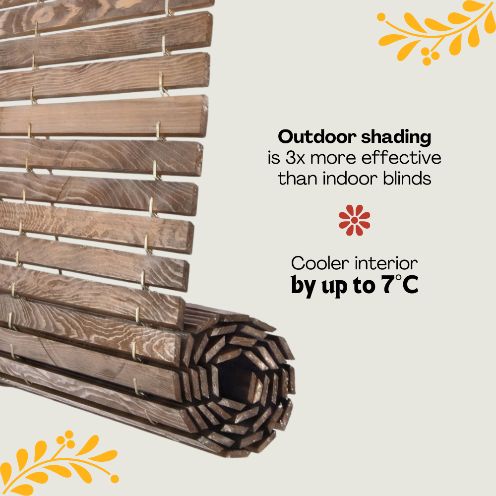 Exterior Window Blind - Brown wood