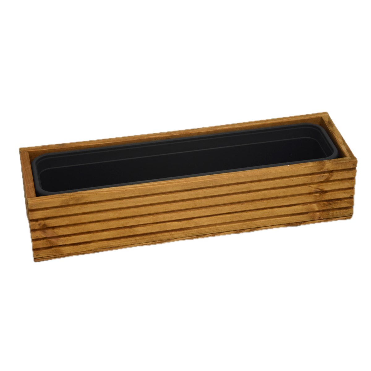 Drvena žardinjera s plastičnim uloškom - 64 cm × 24 cm